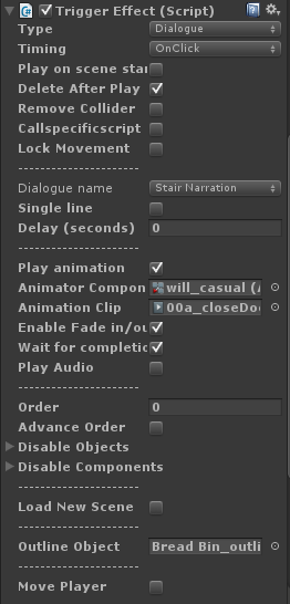 Creating interactions in the editor.
